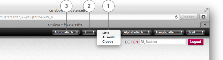 Detail-Einstellungen «Alphabetisch»