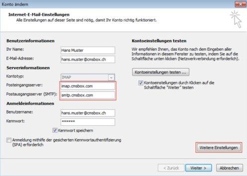 OL 2010 change imap 3