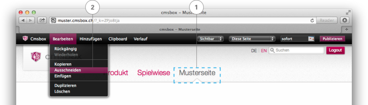 Menüstruktur anpassen – Schritte 1 & 2