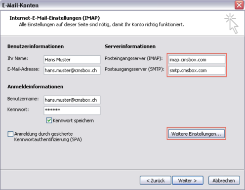 OL 2003 change imap 4