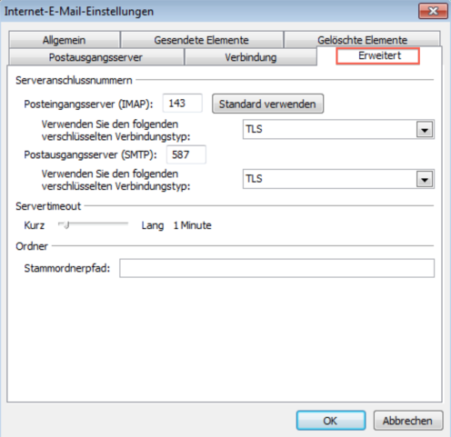 OL 2010 change imap 5